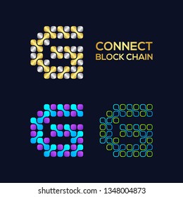 Letter G Logotype with Block Cube Rounded Dots Cross Shape and Line, Technology Digital Connection logo, Molecule DNA Medical Symbols, Blockchain and Fintech Icons, Science Laboratory Signs