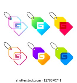 Letter G logotype Colorful with Sale Tag logo, Price tag sign, Special offer label, Discount Banner, Shop store and Online shopping icon, Marketing and E-commerce concept for your Business Company