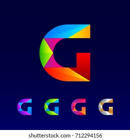 Letter G logotype design set made of 3d, Origami, Geometric and Polygon with Glossy colorful and gradient, Rainbow Vibrant Colors for your Corporate identity vector design template