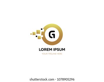 Letter G logotype design. Transform dots to circle concept vector