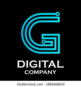 Letter g logotype gradient blue color with dot,Technology and digital abstract suitable for your business