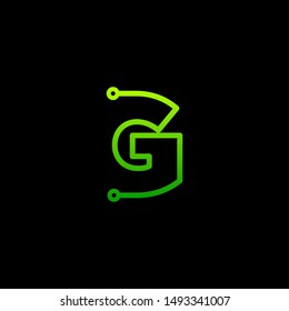 Letter G logotype monoline Technology, digital, electronics, chip, connection concept. Modern Logo Technology for Business. Logotypes of Digital combining with circuit . - vector