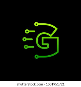 Letter G logotype monoline Technology, digital, electronics, chip, connection concept. Modern Logo Technology for Business. Logotypes of Digital combining with circuit . - vector