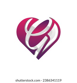 Letter G with love Logo Design Template, vector illustration on a white background.