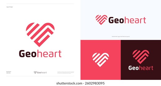 Letter G love logo design symbol icon vector, Geometric heart linear with Initial G heart with simple, modern, dynamic concept style for technology, health, community and brand identity business