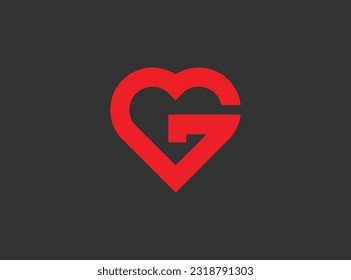 Letter g Love Logo Symbol Template Vector and illustration,