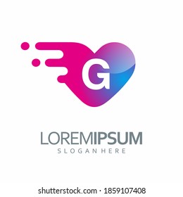 vector de logotipo de amor de letra G