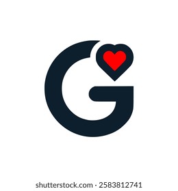 letter G with love logo vector illustration template design