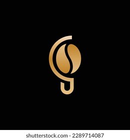 Letter G in lowercase incorporate with a coffee bean.