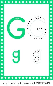 Letter G lowercase. Worksheet. Children's education. Vector typeset. Alphabetical font. Preschool training.