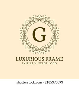 letter G luxurious frame initial vintage vector logo design element