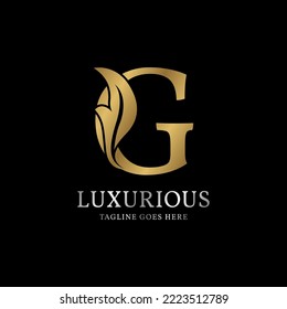 letter G luxurious leaf initial vector logo design element