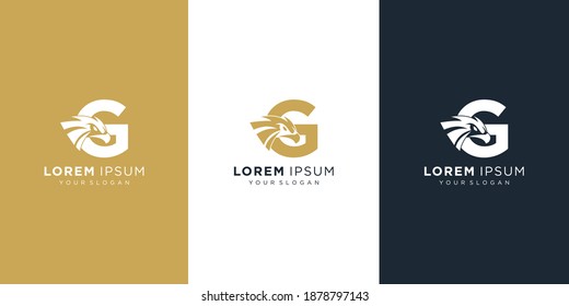 Letra g con plantilla de logotipo de águila abstracta de lujo