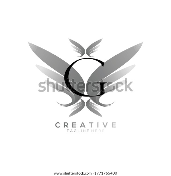 Letter G Luxury\
Black Thin Wing Logo\
Template