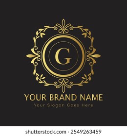 Letter G luxury gold logo concept
