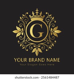 Letter G luxury gold logo concept
