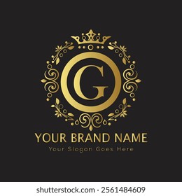 Letter G luxury gold logo concept
