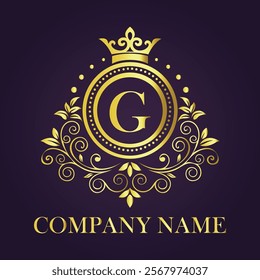 Letter G luxury gold logo concept