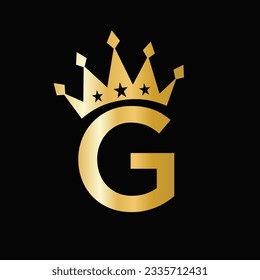 Letter G Luxury Logo With Crown Symbol. Crown Logotype Template