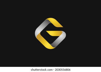 letter G luxury logo design, modern stylish futuristic, shiny golden combined silver color vector graphic