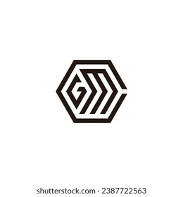 Letter G, m and c hexagon geometric symbol simple logo vector