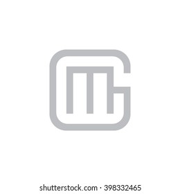 letter G and M monogram square shape logo gray