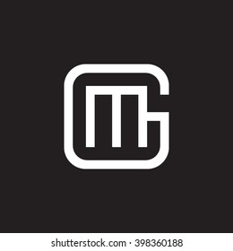 letter G and M monogram square shape logo white black background