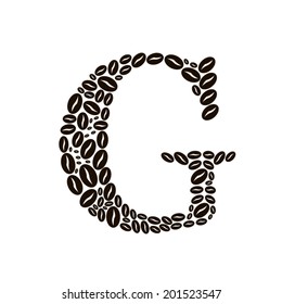 Letter G made of coffee beans vector set