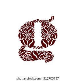 Letter g  made of coffee beans vector set