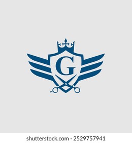 Letter G with Male And Female Hair Cut Salon Logo