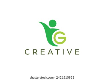 Letter G man vector logo design template