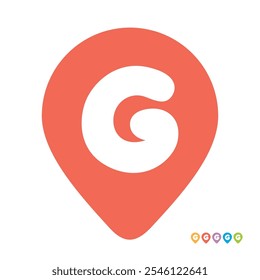 Letter G map location pin icon vector illustration