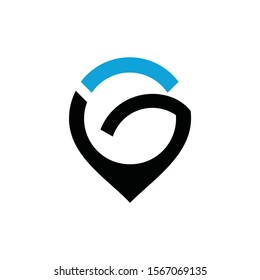 letter G with map and signal concept ready to use