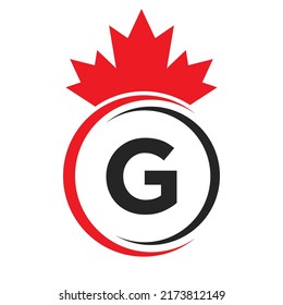 Buchstabe G Ahornleaf Logo Template Symbol von Kanada. Minimales kanadisches Geschäft, Firmenlogo-Konzept mit G Alphabet-Vektorgrafik