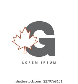 Letter G Maple Leaf Logo Template Symbol of Canada. Minimal Canadian Logo Business and Company Identity