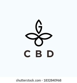 logotipo cbd abstracto. icono de la marihuana