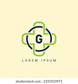 Letter G with Medical Consult Logo Concept sign icon symbol Design with. Medical Plus Logo Design. Vector illustration logo template