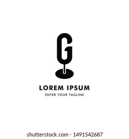 Letter G Microphone, Concept letter G + Icon Microphone minimalis design.