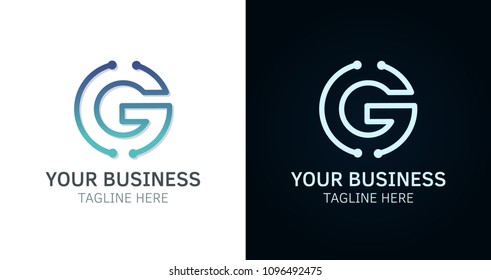 Letter G minimal logo icon design. Vector template graphic elements. Technology, digital interfaces, hardware and engineering concepts. Graphic made of circuits