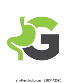 Letter G Minimal Stomach Logo Design for Medical and Healthcare Symbol Vector Template