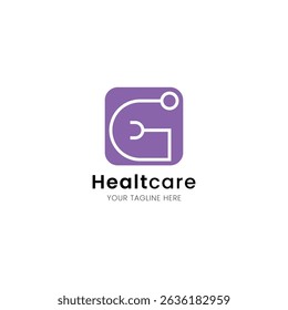 Letter G minimalist and iconic healthcare logo, medical and clinic with stethoscope