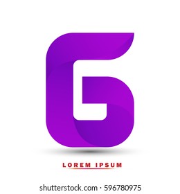 Letter G. Modern concept. elegant typographic .Twisted gradient purple