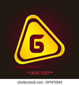 Letter G. Modern concept, elegant and simple typographic. Golden with triangle