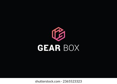 Letter G modern line art hexagonal gear box technological logo