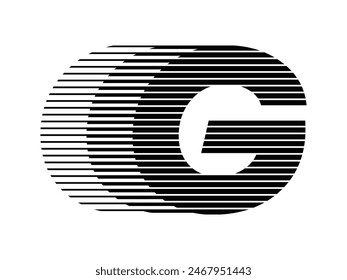 Letter G Modern Logo with Horizontal Speed Line Pattern