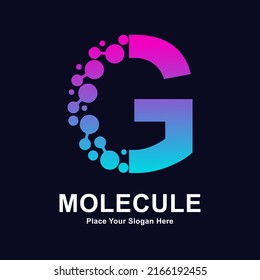 Letter G molecule dots logo vector design. Suitable for business, initial, Medicine, science, technology, laboratory, electronics