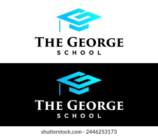 Letter G monogram academic hat university education logo design.