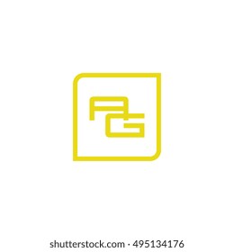 The letter A and G Monogram With Frame Square. Logo Design Template Yellow