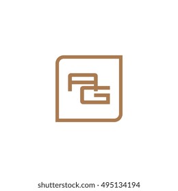 The letter A and G Monogram With Frame Square. Logo Design Template Brown