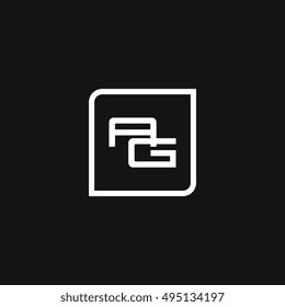 The letter A and G Monogram With Frame Square. Logo Design Template White